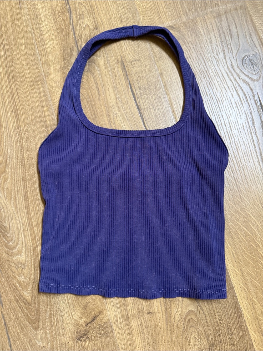 wild fable Deep Purple Ribbed Halter Crop Tank